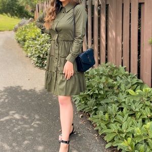 KHAKI DRESS SHIRT BUTTON DOWN DRESS WOMEN’S NEW DRESS